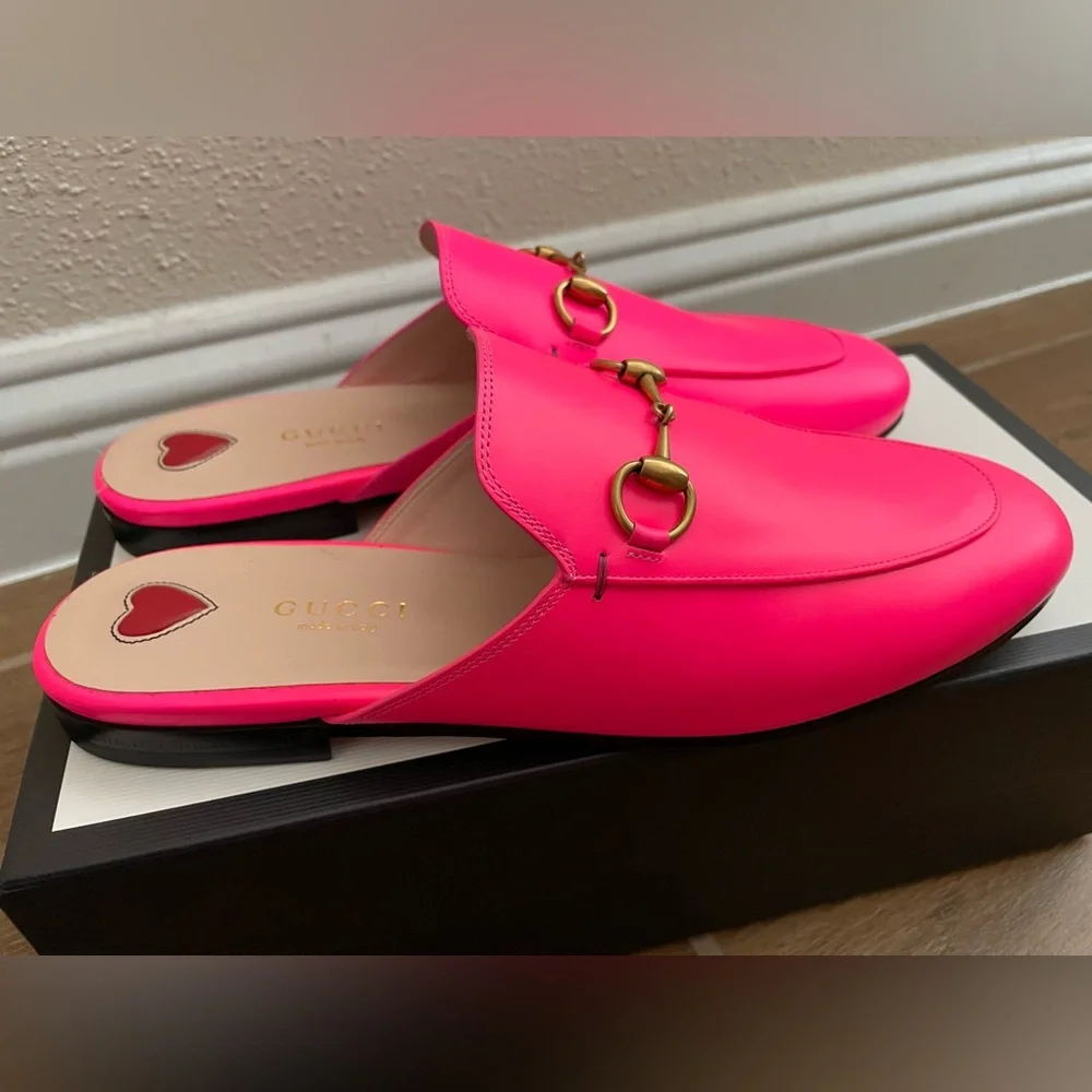 Gucci Hot Pink 37 1/2 Princetown Mules - Picture 14 of 16